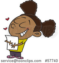 Cartoon Black Girl Hugging a Class Handout by Toonaday