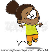 Cartoon Happy Black Girl Hopping by Toonaday
