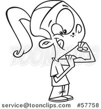 Cartoon Outline of Girl Flexing Her Biceps by Toonaday