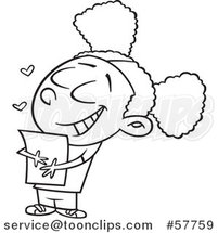 Cartoon Outline of Girl Hugging a Class Handout by Toonaday