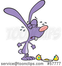 Cartoon Purple Easter Bunny Crying over a Broken Egg by Toonaday