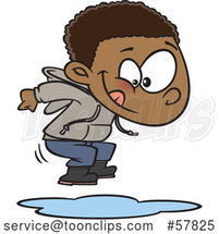 Cartoon Black Boy Jumping in Puddles by Toonaday