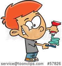 Cartoon Red Haired White Boy Squirting Paste on His Toothbrush by Toonaday
