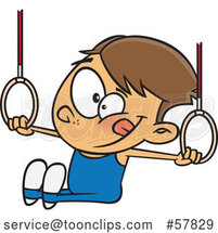 Cartoon White Boy Gynmast Using the Rings by Toonaday
