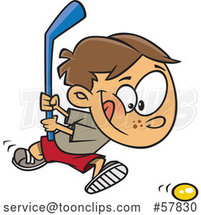 Cartoon White Boy Playing Floor Hockey by Toonaday