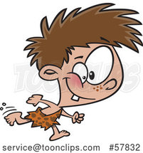 Cartoon Happy Caveman Boy Running by Toonaday