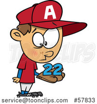 Cartoon White Boy Baseball Player Holding a Catch 22 by Toonaday