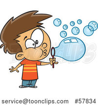 Cartoon White Boy Blowing Bubbles by Toonaday