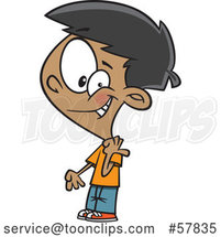 Cartoon Boy Pointing Back over His Shoulder by Toonaday