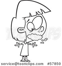 Cartoon Outline of Girl Foaming at the Mouth by Toonaday