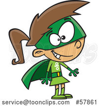 Cartoon White Girl in a Green Super Hero Math Costume by Toonaday