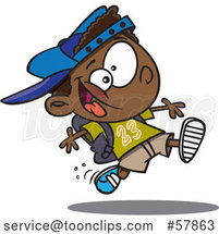 Cartoon Energetic Black School Boy Running by Toonaday