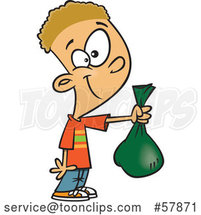 Cartoon White Boy Holding out a Bag by Toonaday