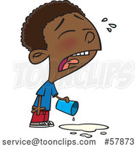 Cartoon Black Boy Crying over Spilled Milk by Toonaday
