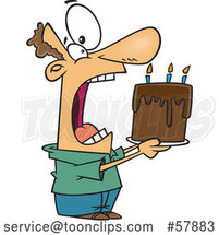 Cartoon White Guy Swallowing an Entire Birthday Cake by Toonaday
