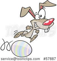 Easter Cartoon Bunny Running on and Rolling an Egg by Toonaday