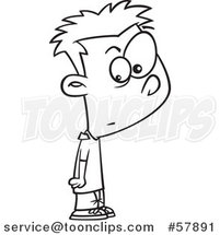 Cartoon Outline of Boy with a Chip on His Shoulder by Toonaday