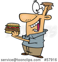 Cartoon White Guy Eating a Hamburger by Toonaday