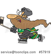 Cartoon Bearded White Guy Playing Hockey by Toonaday