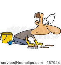 Cartoon White Guy Scrubbing a Floor by Toonaday