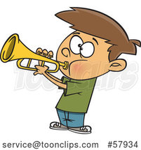 Cartoon White Boy Playing a Trumpet by Toonaday
