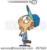 Cartoon Baseball Player White Boy Watching a High Ball Go over His Head by Toonaday