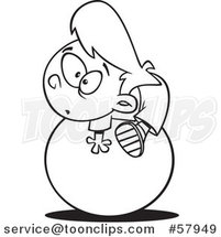 Cartoon Outline of Boy on the Ball by Toonaday