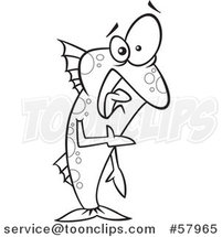 Cartoon Outline of Uncomfortable Fish out of Water by Toonaday