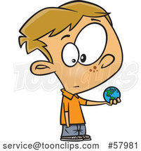 Cartoon White Boy Holding a Small World by Toonaday