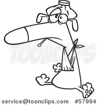 Cartoon Outline of Sick Puppy Dog by Toonaday