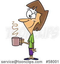 Cartoon Happy Lady Holding a Cup of Coffee on a Break by Toonaday