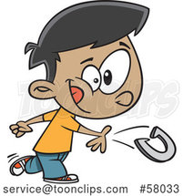 Cartoon Boy Boy Playing Horseshoes by Toonaday