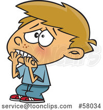 Cartoon Scared White Boy Biting His Finger Nails by Toonaday