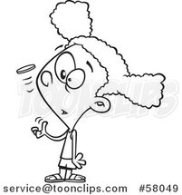 Cartoon Outline of Girl Tossing a Coin by Toonaday