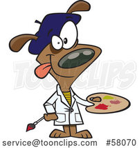 Cartoon Dog Artist Painter Holding a Palette by Toonaday