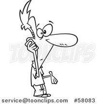 Cartoon Outline of Guy Gesturing and Talking on a Mobile Phone by Toonaday