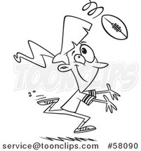 Cartoon Outline of Lady Playing Football by Toonaday