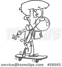 Cartoon Outline of Businessman Office Intern on a Skateboard by Toonaday