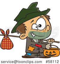 Cartoon Boy Trick or Treating on Halloween As a Hobo by Toonaday