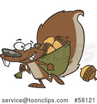 Cartoon Squirrel Gathering Acorns by Toonaday