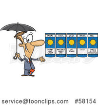Cartoon Weather Guy Presenting a Forecast of Sunny Days and Holding an Umbrella by Toonaday