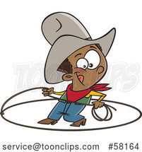 Cartoon Black Cowboy Roping by Toonaday