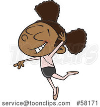 Cartoon Black Girl Ballerina Dancing by Toonaday