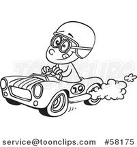 Cartoon Outline of Race Car Driver Boy by Toonaday