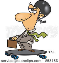 White Cartoon Businessman on a Longboard by Toonaday