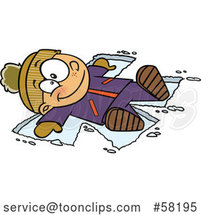Cartoon Happy White Boy Making a Snow Angel by Toonaday
