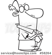 Cartoon Outline of Impatient Businessman with Folded Arms by Toonaday