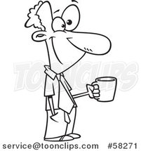 Cartoon Outline of Happy Businessman Taking a Coffee Break by Toonaday