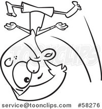 Cartoon Outline of Gymnast Boy Tumbling by Toonaday