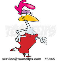 Cartoon Sexy Hen in a Red Dress by Toonaday